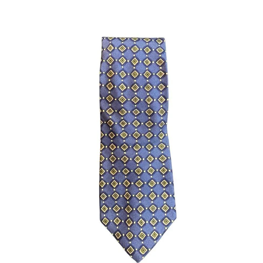 Stafford executive vintage men’s blue and gray geometric print, silk Tie 57